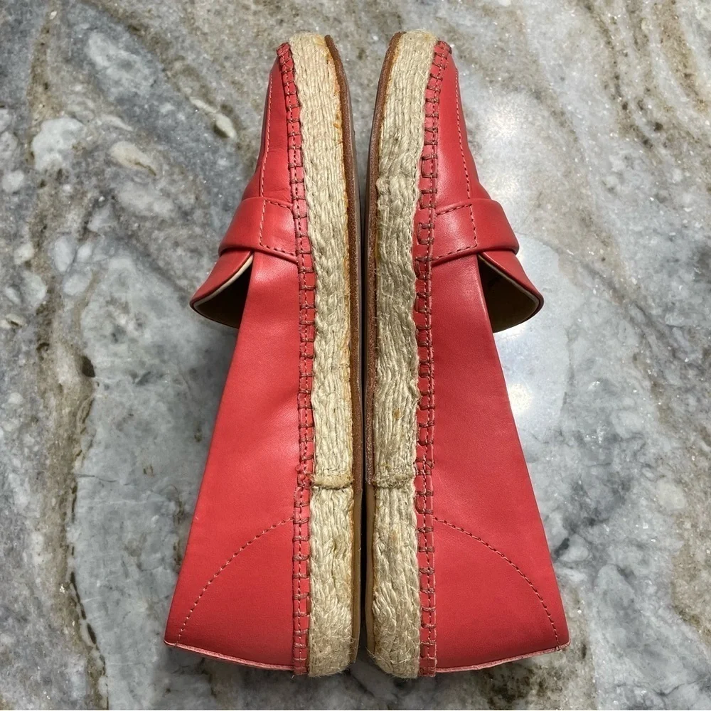 RAG & BONE Orange Pink Leather Slip On Espadrilles Flats